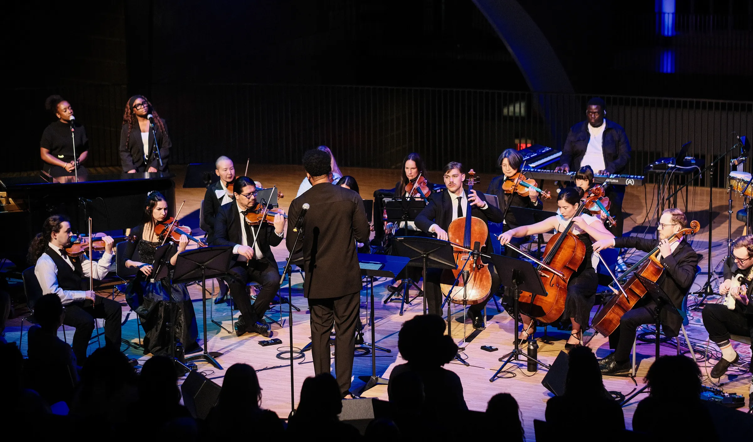 King Udofia conducting the Gbèdu orchestra in front of a sold-out Studio Bell audience